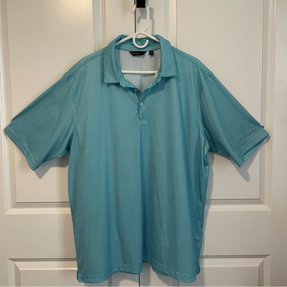 Other - Walter Hagen Men XXL Golf Polo Aqua Blue Microcheck Moisture Wicking Performance